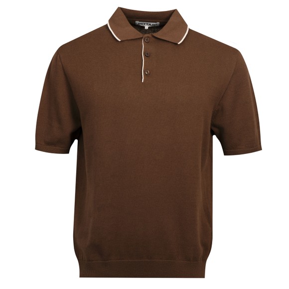 Pittari Mens Brown SS Tipped Polo Shirt