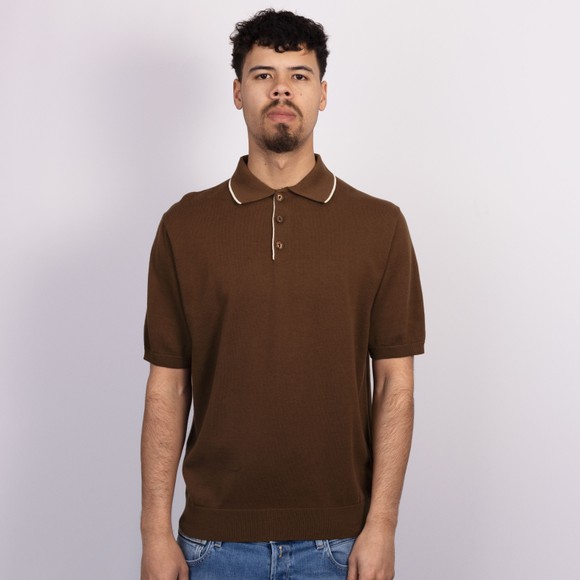 Pittari Mens Brown SS Tipped Polo Shirt