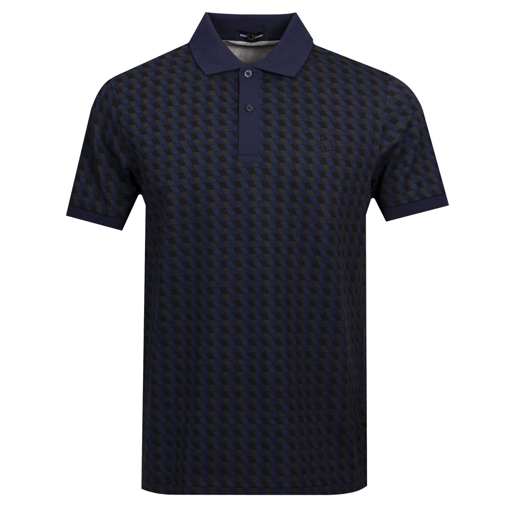 Slanted Geo Print Polo Shirt