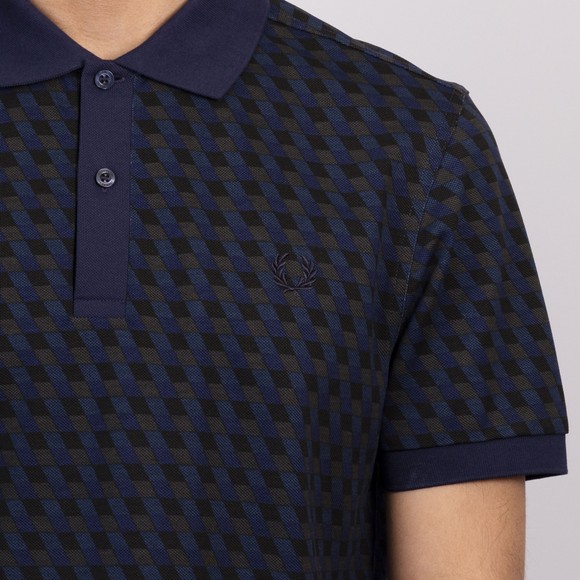 Fred Perry Mens Blue Slanted Geo Print Polo Shirt #3