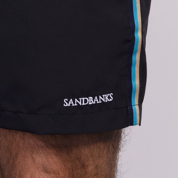 Sandbanks Mens Black Side Stripe Swim Shorts #3
