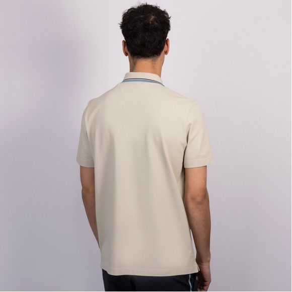 Sandbanks Mens Beige Stripe Tape Placket Polo Shirt #4