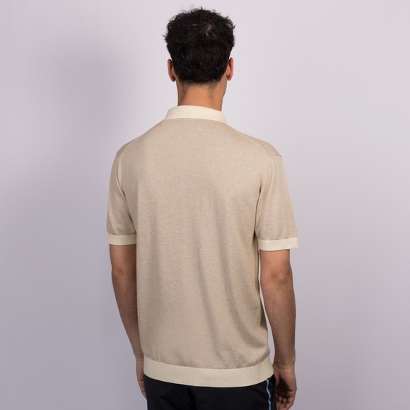 Sandbanks Mens Beige 3 Button Knitted Polo Shirt #4