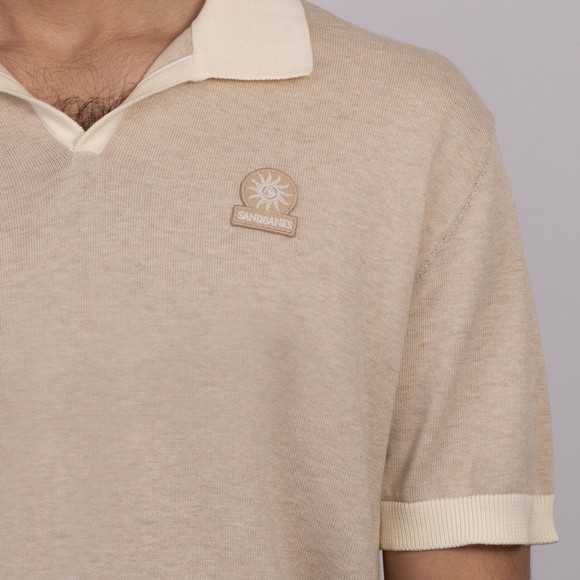 Sandbanks Mens Beige Revere Collar Polo Shirt #3