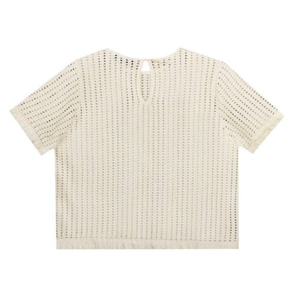 Rino & Pelle Womens Off-White Flora Textured Short Sleeve Top #3