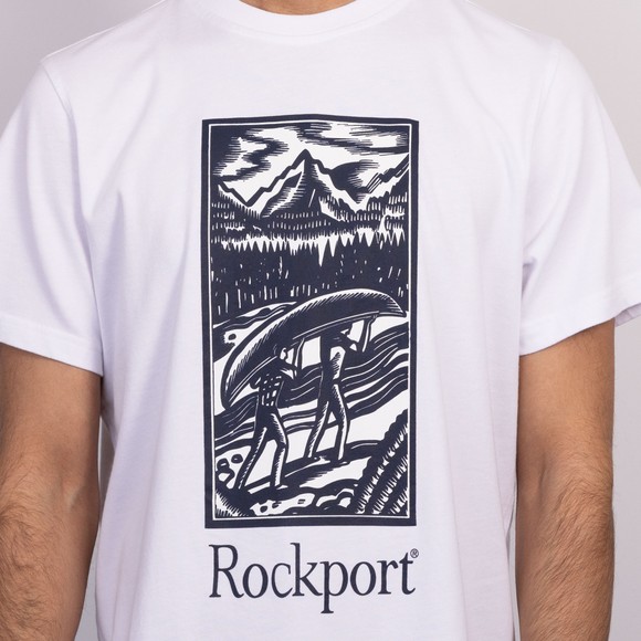 Rockport Mens White Hampshire Block Print Logo Crew T Shirt main image