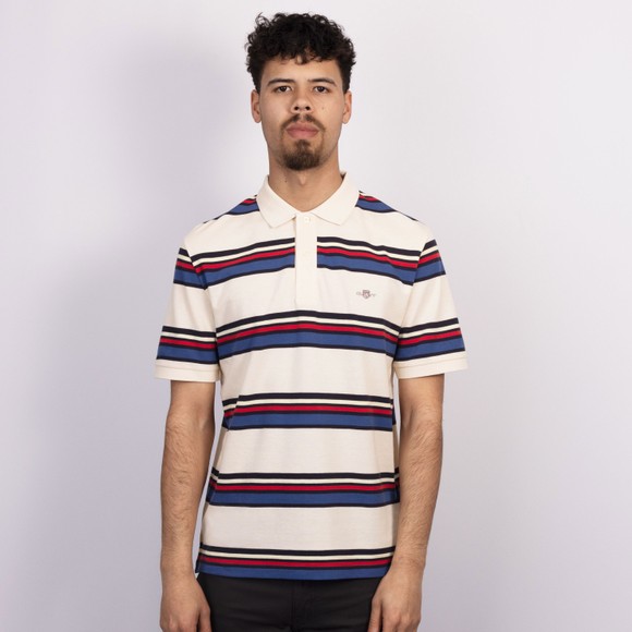 Gant Mens Off-White Multi Striped Polo