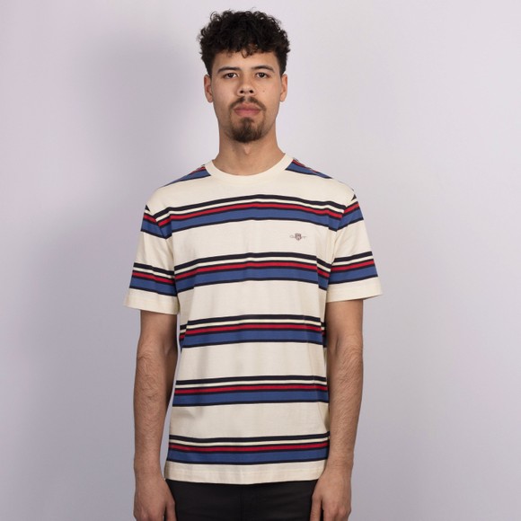 Gant Mens Off-White Multi Striped T-Shirt