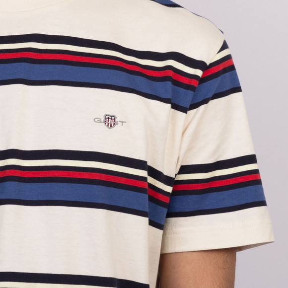 Gant Mens Off-White Multi Striped T-Shirt main image