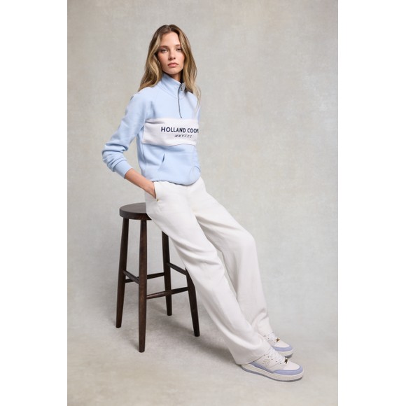 Holland Cooper Womens Blue Sporting Heritage Zip Henley Sweatshirt #3