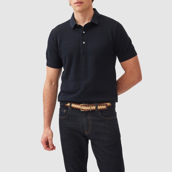 Rodd & Gunn Mens Blue Masons Flat Knit Polo Shirt