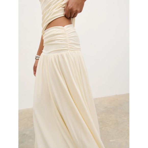 Pretty Lavish Womens Off-White Lydia Ruched Jersey Skirt #3