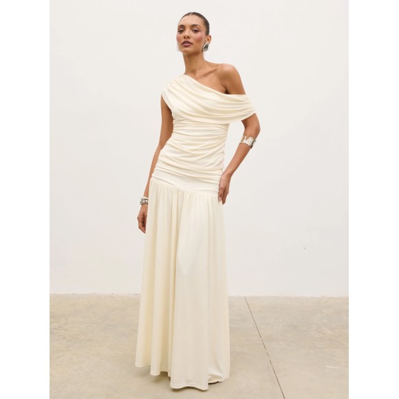 Pretty Lavish Womens Off-White Lydia Ruched Jersey Skirt #4