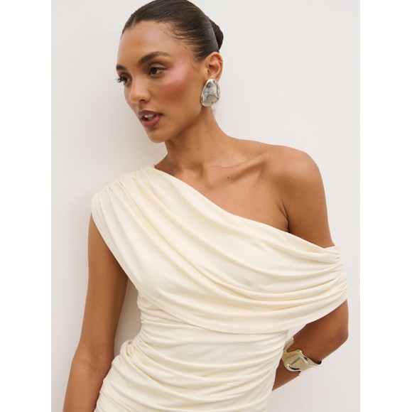 Pretty Lavish Womens Off-White Lydia Ruched Jersey Top #3