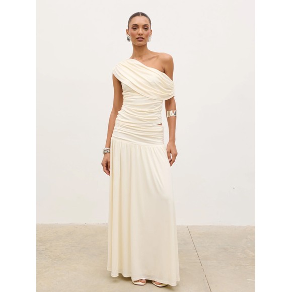 Pretty Lavish Womens Off-White Lydia Ruched Jersey Top #4