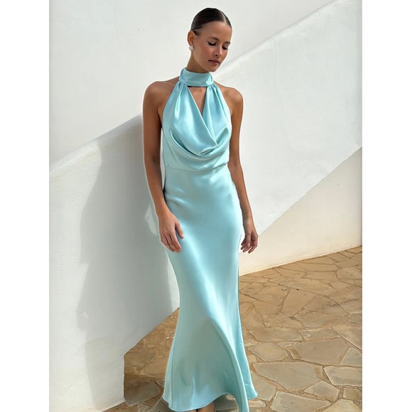 Pretty Lavish Womens Green Solene Cowl Neck Maxi Dress #3