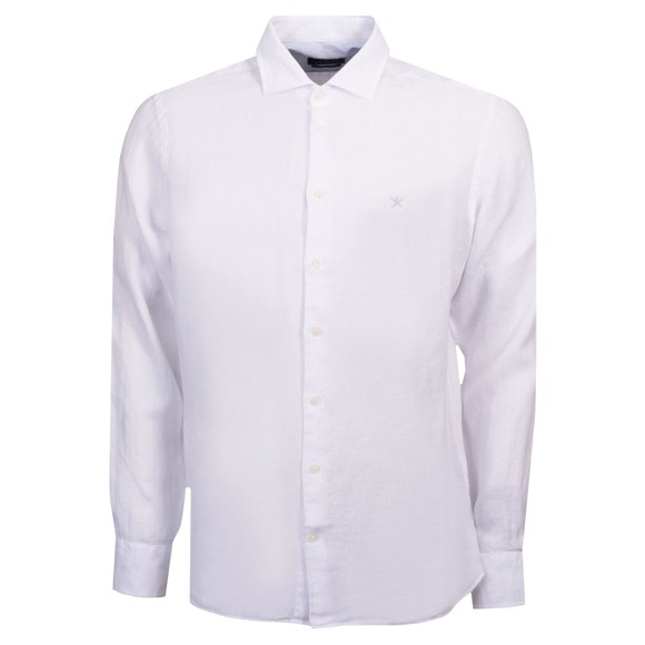 Hackett Mens White Essential Garment Dyed Linen Shirt