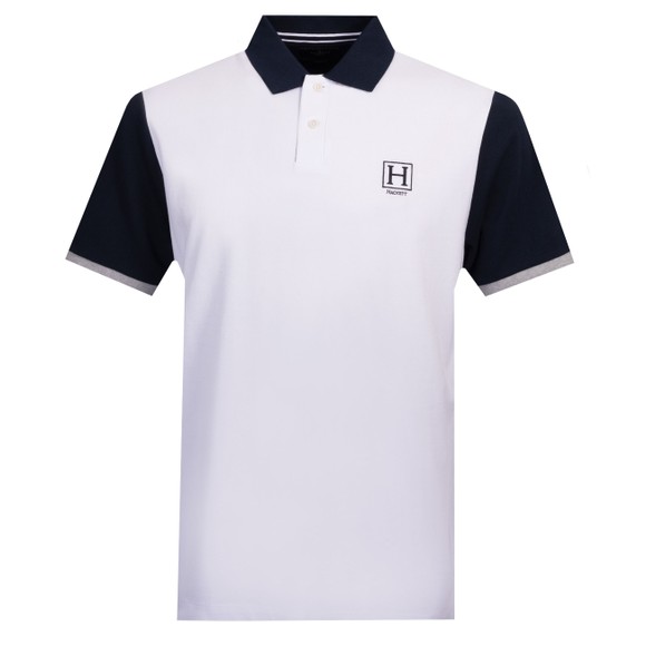 Hackett Mens White Heritage H Quad Back Polo