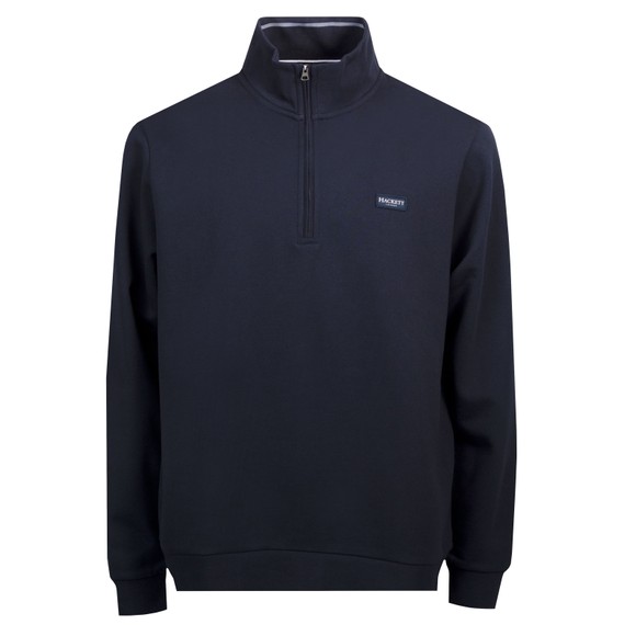 Hackett Mens Blue Heritage Ess Badge 1/4 Zip Sweatshirt