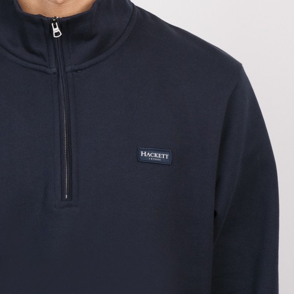 Hackett Mens Blue Heritage Ess Badge 1/4 Zip Sweatshirt