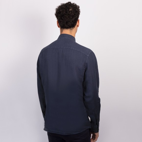 Hackett Mens Blue Essential Garment Dyed Linen Shirt main image