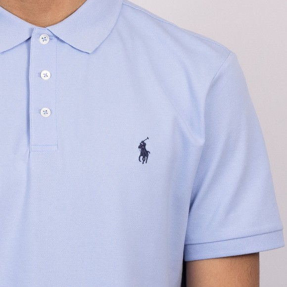 Polo Ralph Lauren Mens Blue Custom Slim-Fit Stretch Mesh Polo Shirt #3