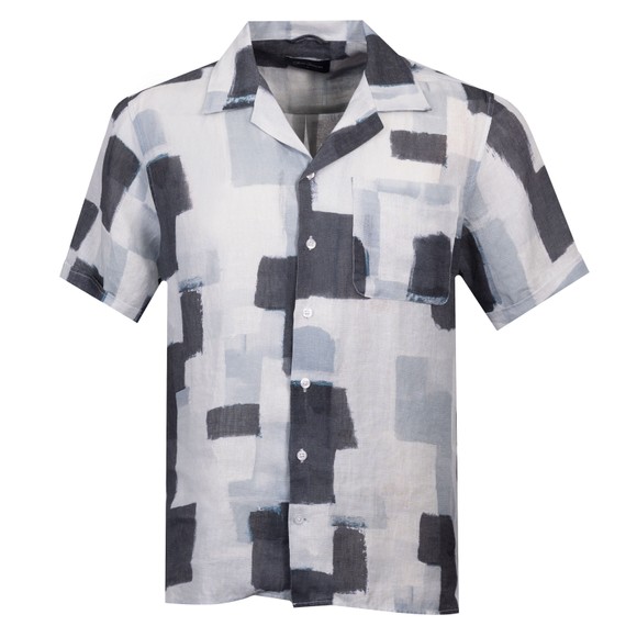 Oliver Sweeney Mens Grey Meada Riviera Linen Short Sleeve Shirt