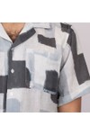 Oliver Sweeney Mens Grey Meada Riviera Linen Short Sleeve Shirt