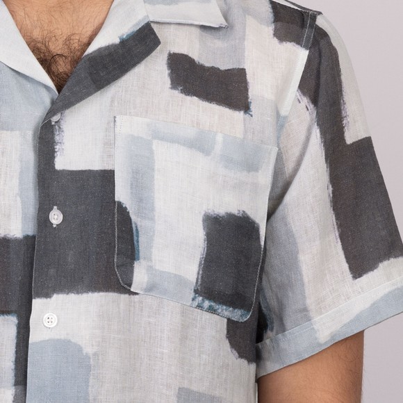 Oliver Sweeney Mens Grey Meada Riviera Linen Short Sleeve Shirt main image