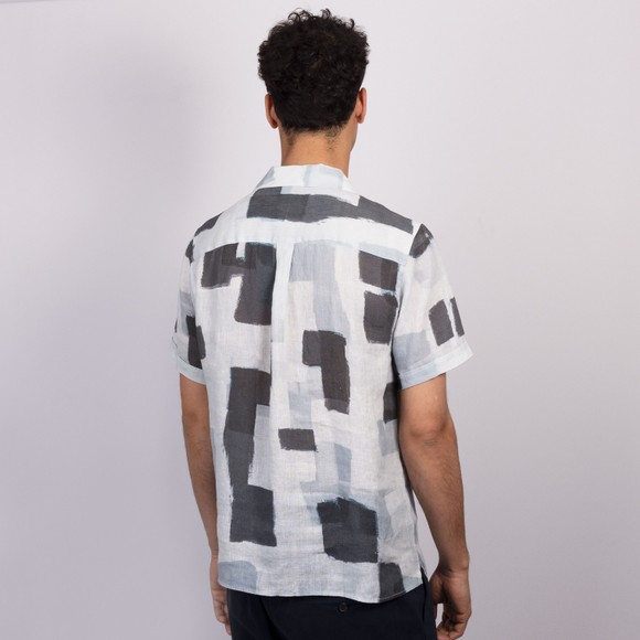 Oliver Sweeney Mens Grey Meada Riviera Linen Short Sleeve Shirt main image