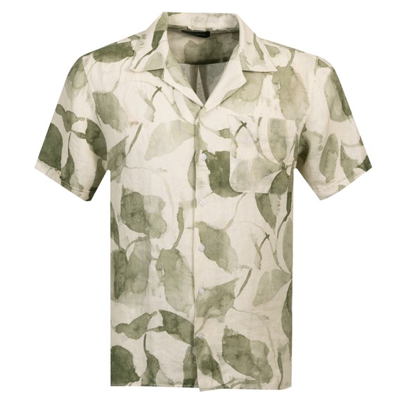 Oliver Sweeney Mens Green Meada Riviera Linen Short Sleeve Shirt