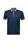 Gran Sasso Mens Blue Contrast Collar Zip Polo Shirt