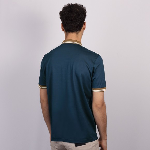 Gran Sasso Mens Blue Contrast Collar Zip Polo Shirt main image