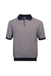 Pittari Mens Blue Knitted Micro Stripe SS Polo Shirt