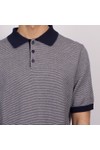 Pittari Mens Blue Knitted Micro Stripe SS Polo Shirt
