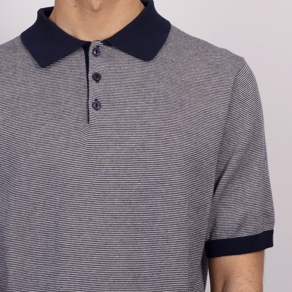 Pittari Mens Blue Knitted Micro Stripe SS Polo Shirt main image