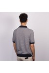 Pittari Mens Blue Knitted Micro Stripe SS Polo Shirt