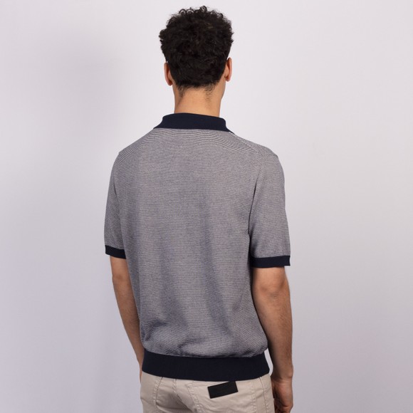 Pittari Mens Blue Knitted Micro Stripe SS Polo Shirt main image