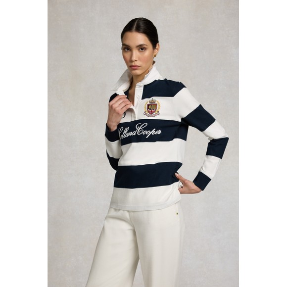 Holland Cooper Womens Blue Stripe Rugby Shirt #4