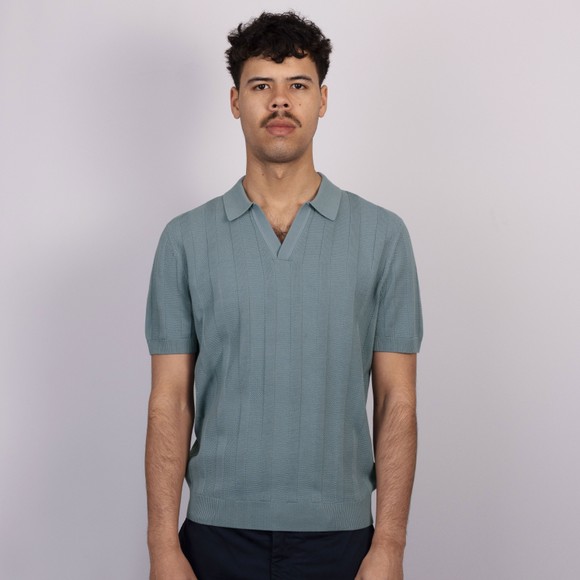 Oliver Sweeney Mens Blue Hundon Knitted Polo