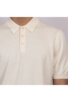 Gran Sasso Mens Off-White Knitted Short Sleeve Polo Shirt