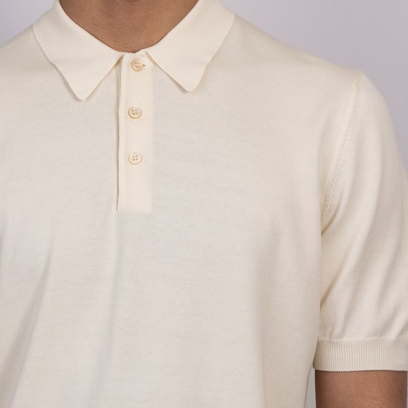 Gran Sasso Mens Off-White Knitted Short Sleeve Polo Shirt main image