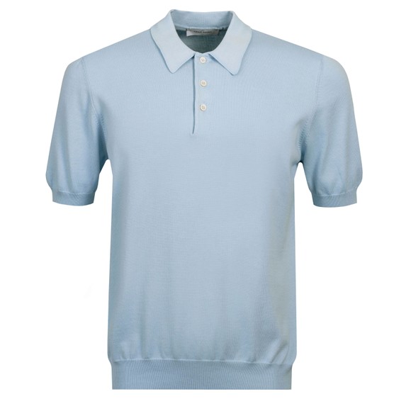 Gran Sasso Mens Blue Knitted Short Sleeve Polo Shirt