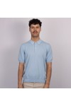 Gran Sasso Mens Blue Knitted Short Sleeve Polo Shirt