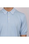 Gran Sasso Mens Blue Knitted Short Sleeve Polo Shirt