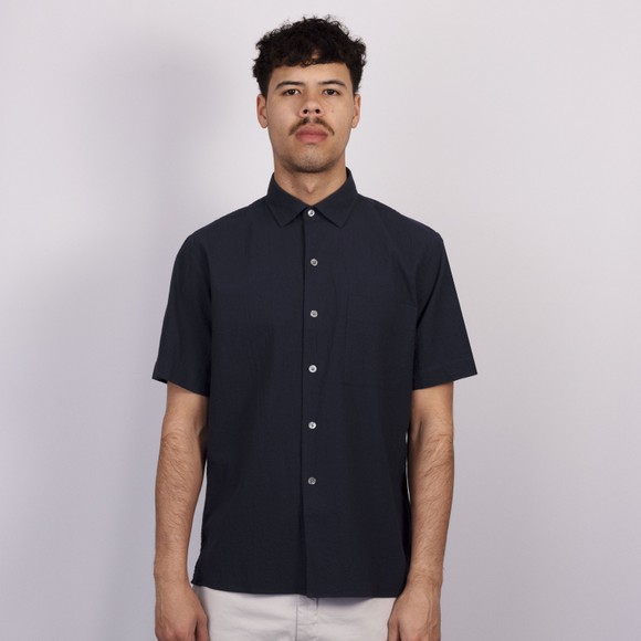 Hartford Mens Blue Pedro SS Seersucker Shirt main image