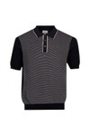 Hartford Mens Blue Jacquard Knitted Polo S/S