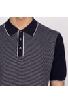 Hartford Mens Blue Jacquard Knitted Polo S/S