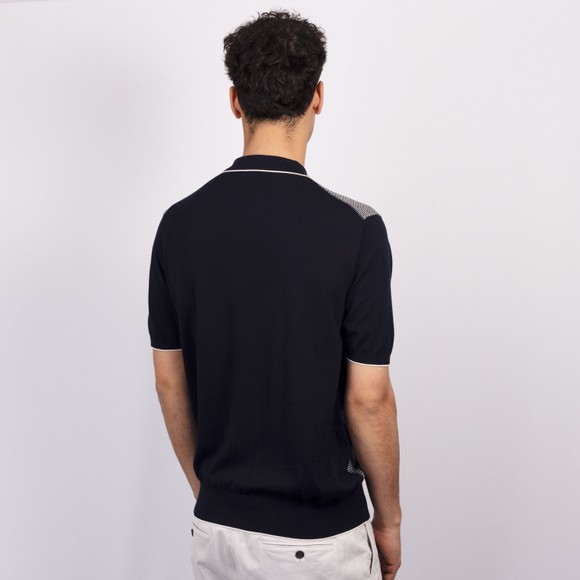 Hartford Mens Blue Jacquard Knitted Polo S/S main image