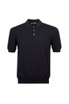 Gran Sasso Mens Blue Knitted Short Sleeve Polo Shirt